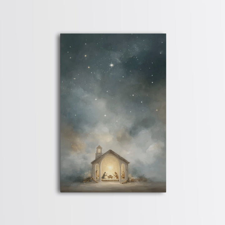 Nativity Reverence, Framed Canvas Print, Christian Art Canvas, Christian Christmas Art, Christmas Art Framed, Vintage Christmas Art, Christ