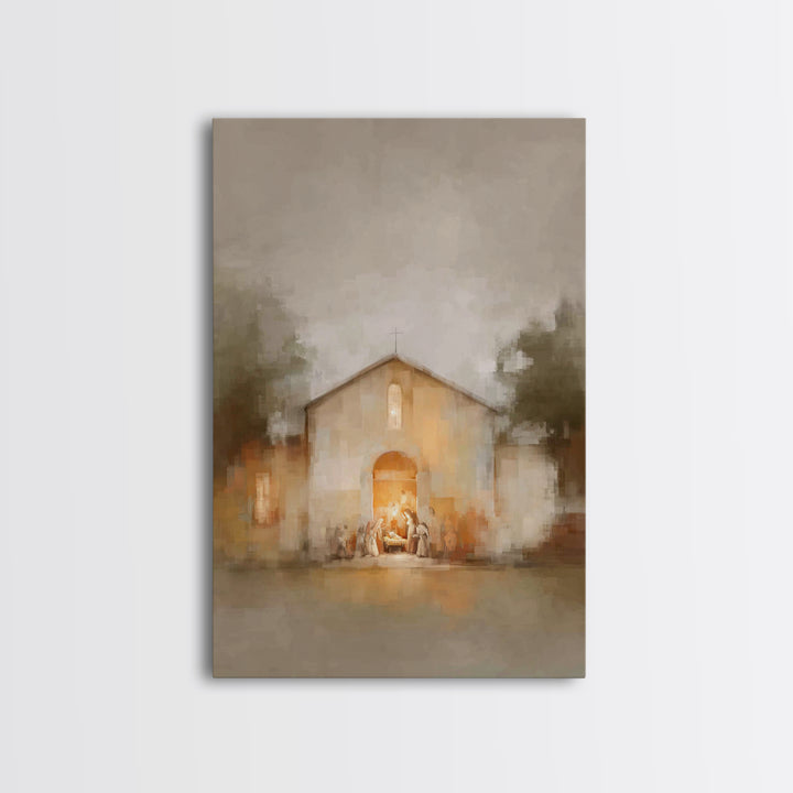Holy Night Shine – Framed Canvas Print – Christian Christmas Art – Christian Art Canvas – Christmas Wall Art – Modern Christian Art – Chris
