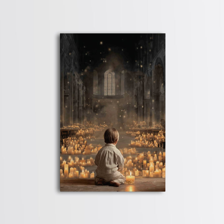 Sanctuary Glow – Framed Canvas Print – Christian Art Canvas – Christian Wall Art – Christmas Art – Christian Christmas Art – Vintage Christ