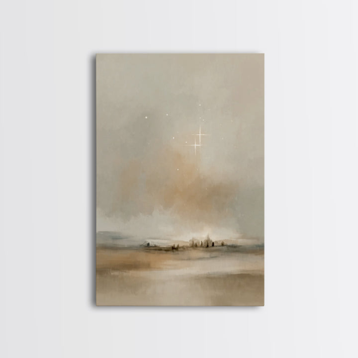 Holy Night Stillness - Framed Canvas Print - Christian Wall Art - Christian Art Print - Christmas Art - Christian Christmas Decor - Jesus A