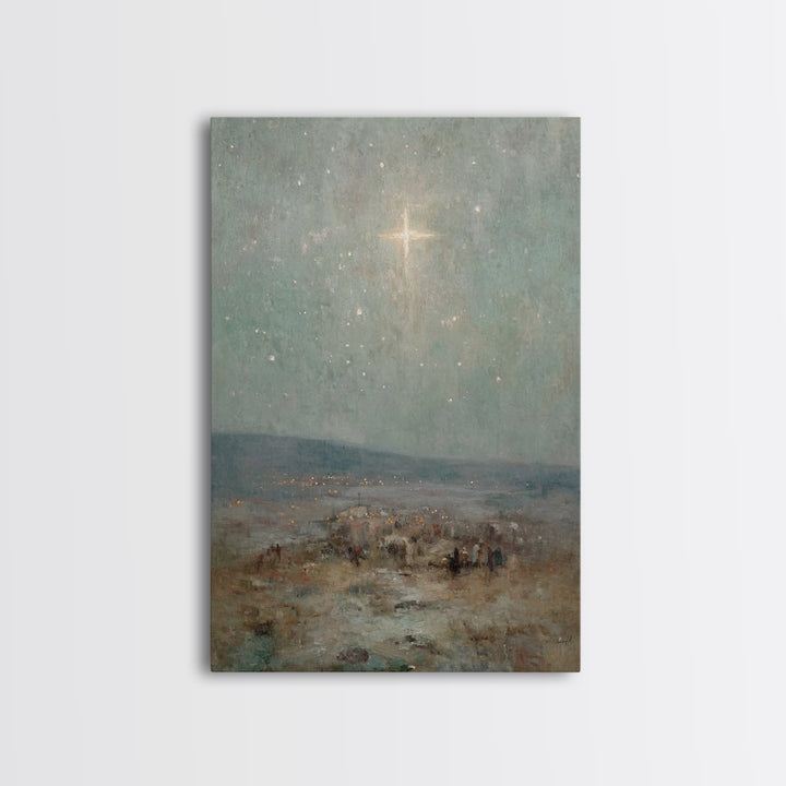 Bethlehem Sky Light - Framed Canvas Print - Christian Art Print - Christian Wall Art - Christian Christmas Art - Jesus Christmas Art - Chri