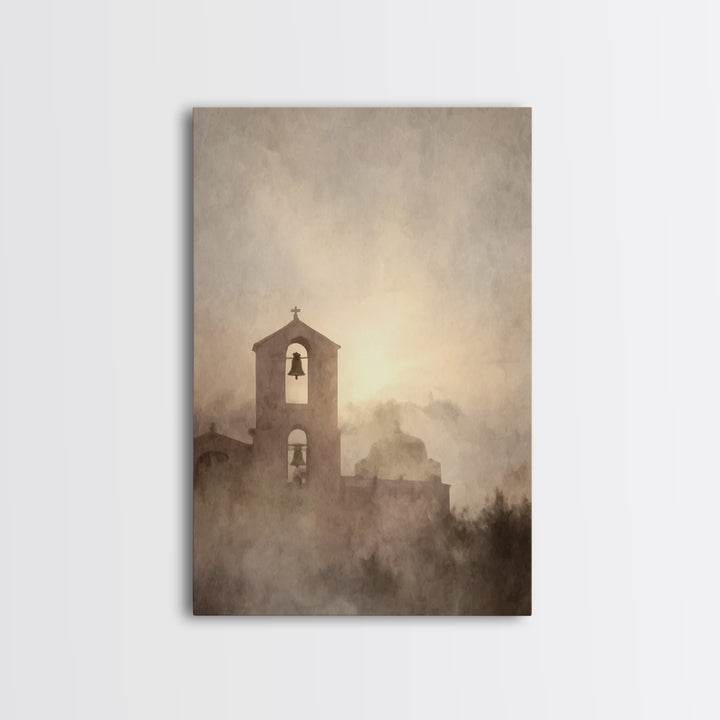 Bell Tower Peace – Framed Canvas Print – Christian Wall Art – Christian Art Painting – Christian Art Canvas – Subtle Christian Art – Christ