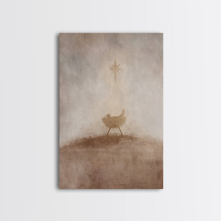 Holy Manger Star – Framed Canvas Print – Christian Christmas Art – Christmas Wall Art – Jesus Christmas Art – Christian Art Canvas – Christ