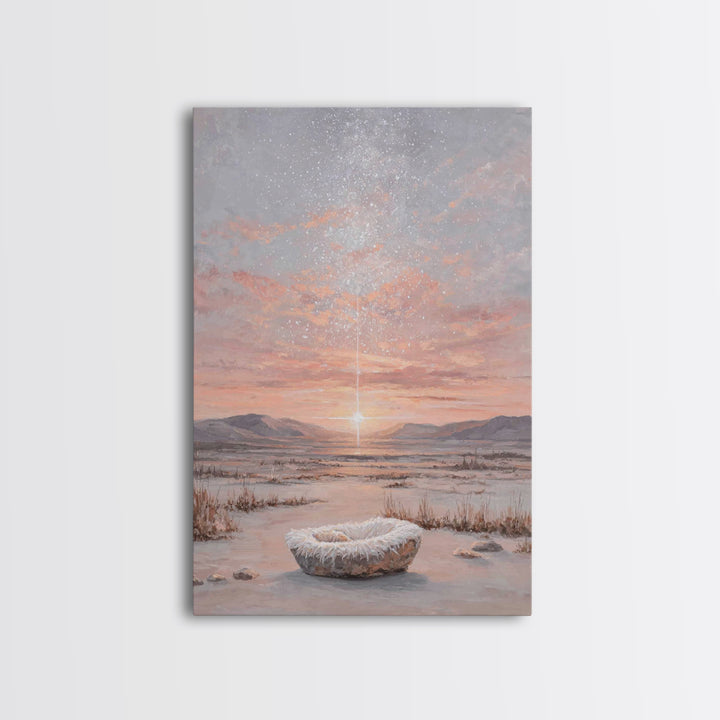Starry Dawn Birth – Framed Canvas Print – Christian Christmas Art – Christian Art Canvas – Christian Wall Art – Jesus Christmas Art – Chris