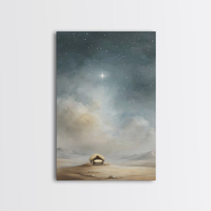 Nativity Sky Wonder – Framed Canvas Print – Christian Christmas Art – Christian Wall Art – Christian Art Canvas – Christmas Art Work – Jesu