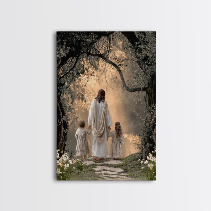 Golden Path Hope, Framed Canvas Print, Christian Wall Art, Christian Art Canvas, Jesus Painting, Christian Decor, Christian Christmas Art