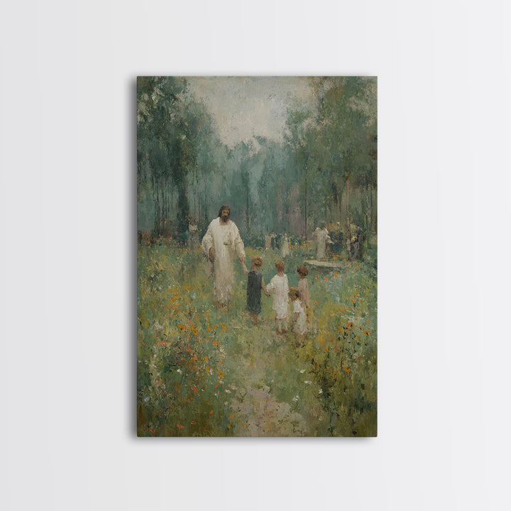 Heaven’s Gentle Walk | Framed Canvas Print | Christian Art Canvas | Christian Wall Art | Jesus Painting | Christian Gift Ideas | Christmas