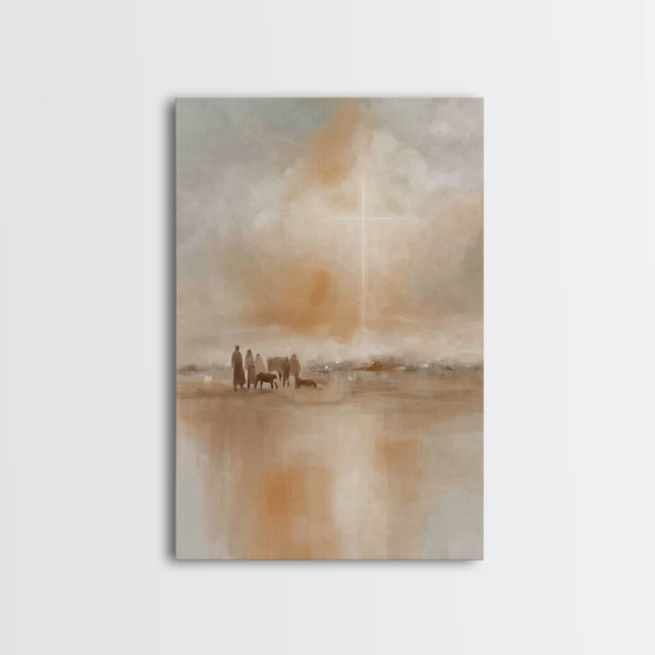 Calm Horizon Grace – Framed Canvas Print – Christian Art Canvas – Christian Wall Art – Jesus Painting – Christian Decor – Christmas Art