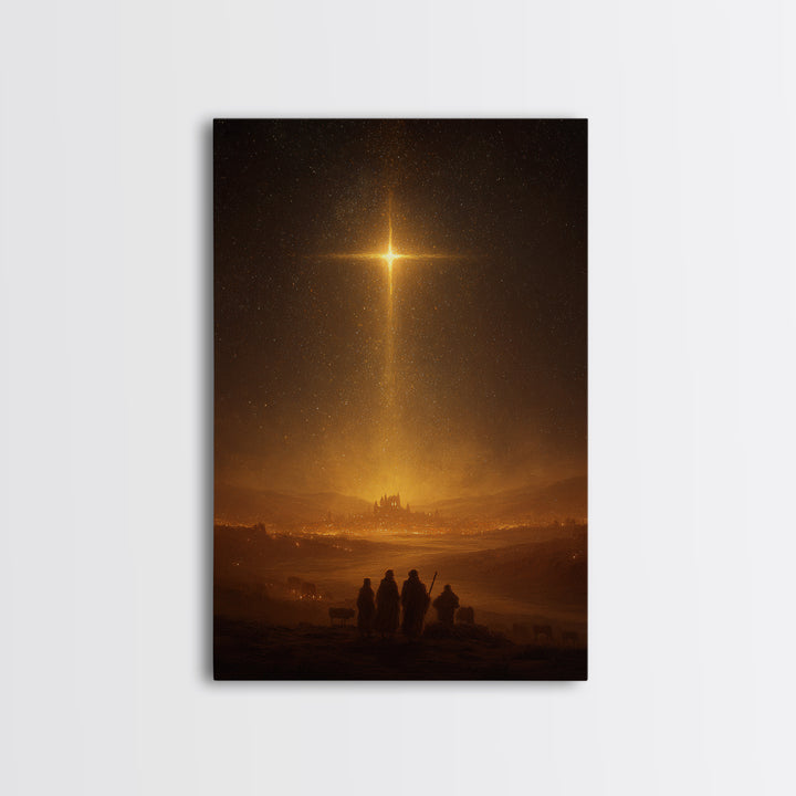 Star Of Bethlehem – Framed Canvas Print – Christmas Art – Christian Wall Art – Christian Art Canvas – Christian Christmas Art – Jesus Paint