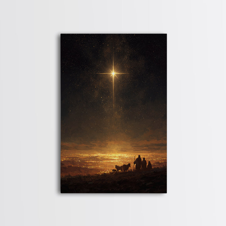 Night Watch Glory, Framed Canvas Print, Christian Wall Art, Christmas Art, Christian Art Canvas, Christian Christmas Art, Jesus Painting