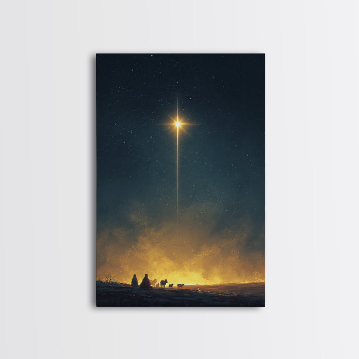 Silent Horizon Star | Framed Canvas Print | Christmas Art | Christian Wall Art | Christian Art Canvas | Jesus Painting | Christian Christma