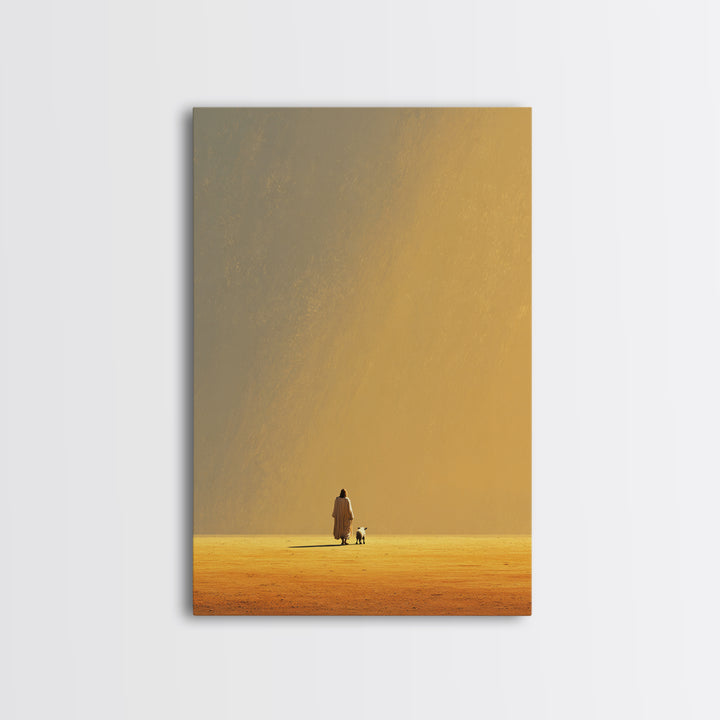 Guiding Dawn Steps | Framed Canvas Print | Christian Art Canvas | Christian Wall Art | Jesus Painting | Christian Christmas Art | Christian