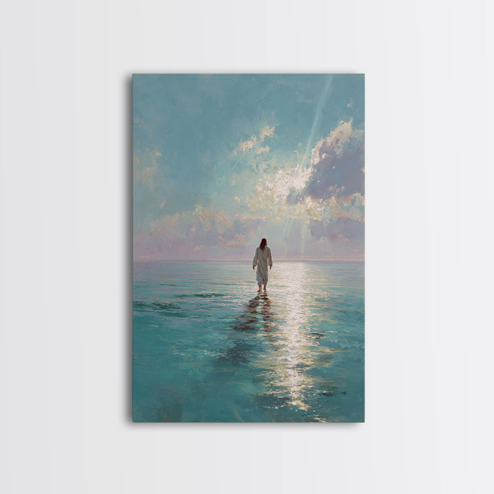 Fisherman’s Calm Grace – Framed Canvas Print – Christian Art Canvas – Christian Wall Art – Christian Christmas Art – Jesus Painting – Vinta