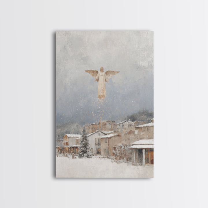 Heavenly Watcher – Framed Canvas Print – Christian Art Canvas – Christian Christmas Art – Christian Art Print – Minimalist Christian Art –