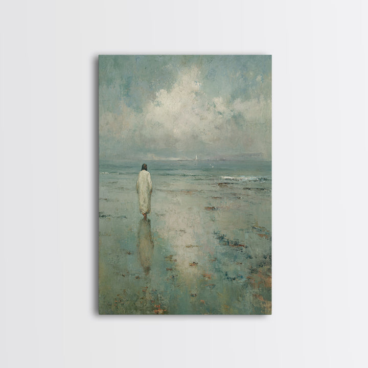 Sea Of Quiet Faith, Framed Canvas Print, Christian Wall Art, Christian Art Canvas, Jesus Painting, Modern Christian Art, Christian Decorati