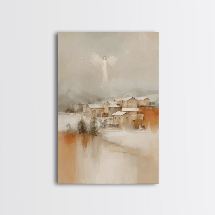 Angel In The Mist – Framed Canvas Print – Subtle Christian Art – Christian Art Canvas – Christian Wall Art – Christmas Art – Christian Chri