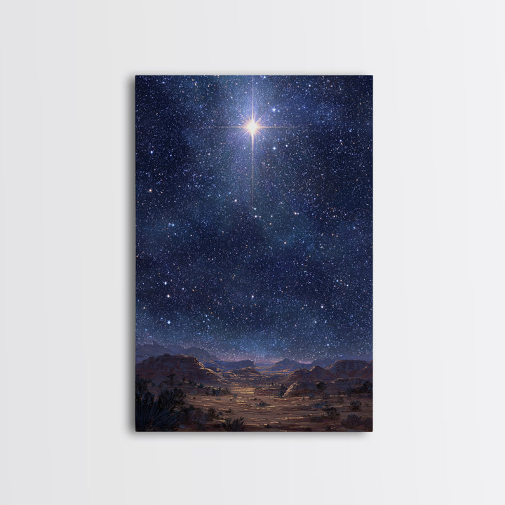 Star Of The Night | Framed Canvas Print | Christmas Wall Art | Christian Art Canvas | Christian Christmas Art | Moody Christmas Art | Chris