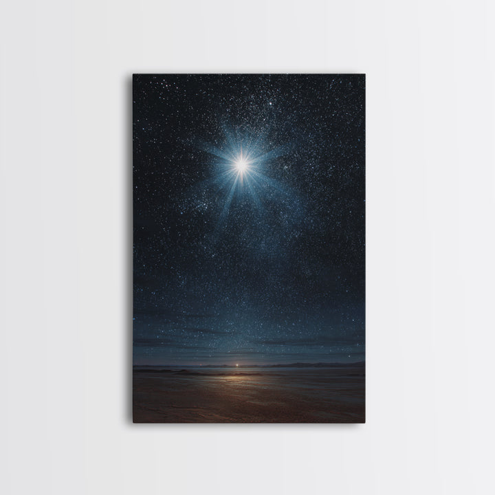 Holy Radiant Star – Framed Canvas Print – Christian Art Canvas – Christmas Wall Art – Christian Christmas Art – Modern Christian Art – Chri