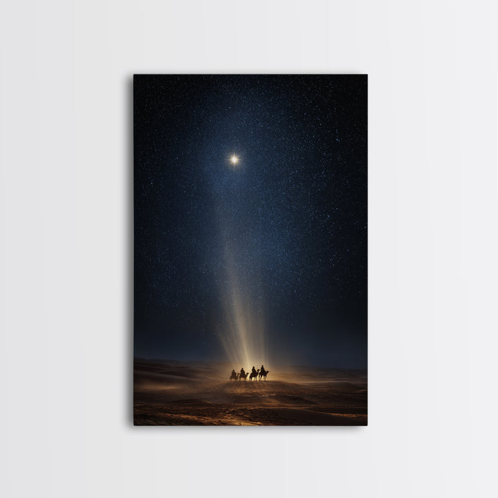 Wisemen Night Journey, Framed Canvas Print, Christian Christmas Art, Christmas Wall Art, Christian Art Canvas, Modern Christian Art, Christ