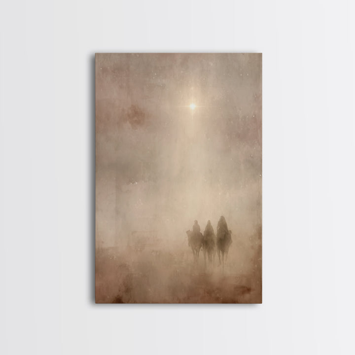 Desert Light Journey, Framed Canvas Print, Christian Christmas Art, Christian Wall Art, Christian Art Canvas, Christmas Art, Jesus Painting
