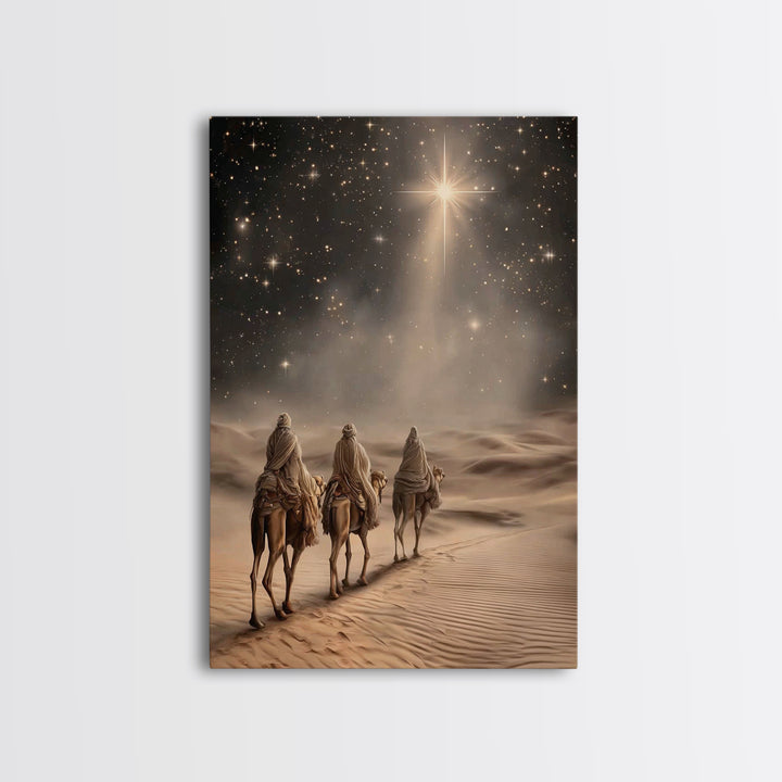 Night Wanderers | Framed Canvas Print | Christmas Wall Art | Christian Art Canvas | Christian Christmas Art | Christian Art | Jesus Paintin