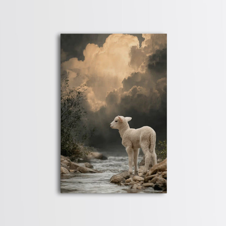 Peaceful Shepherd Scene | Framed Canvas Print | Christian Art | Christian Wall Art | Christian Christmas Art | Christian Art Canvas | Jesus