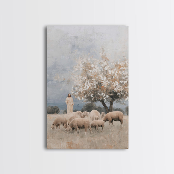 Hillside Blossoms Peace | Framed Canvas Print | Christian Wall Art | Jesus Painting | Christian Art Canvas | Christian Christmas Art