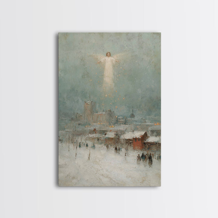 City Of Angels – Framed Canvas Print – Christian Wall Art – Christian Art Canvas – Christian Christmas Art – Christmas Art – Modern Christi