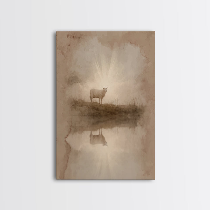 Lamb Of Morning Light – Framed Canvas Print – Christian Art Canvas – Christian Wall Art – Christian Gift Ideas – Christian Art – Jesus Pain
