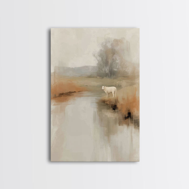 Gentle Pasture Light, Framed Canvas Print, Christian Art Canvas, Christian Wall Art, Christian Painting, Christmas Art, Christian Decor