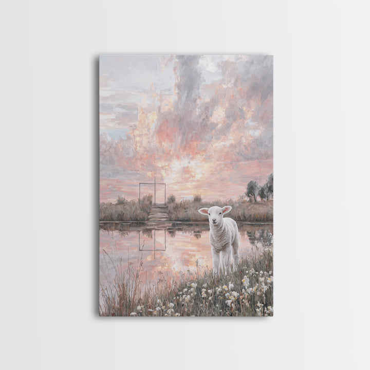 Lamb of Peace | Framed Canvas Print | Christian Wall Art | Christian Art Canvas | Jesus Painting | Christian Christmas Art