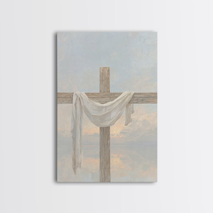 Cross of Renewal, Framed Canvas Print, Christian Wall Art, Christian Art Canvas, Christian Painting, Christian Christmas Art