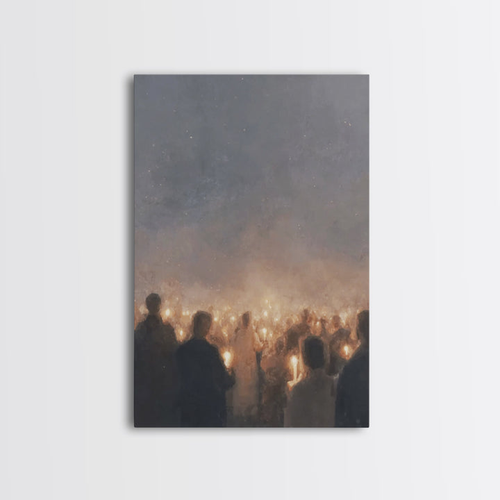 Midnight Vigil – Framed Canvas Print – Christian Wall Art – Christian Art Canvas – Christian Christmas Art – Jesus Painting – Vintage Chris