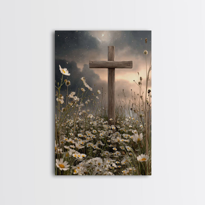 Nightfall Mercy – Framed Canvas Print – Christian Wall Art – Christian Art Canvas – Christian Painting – Christian Christmas Art
