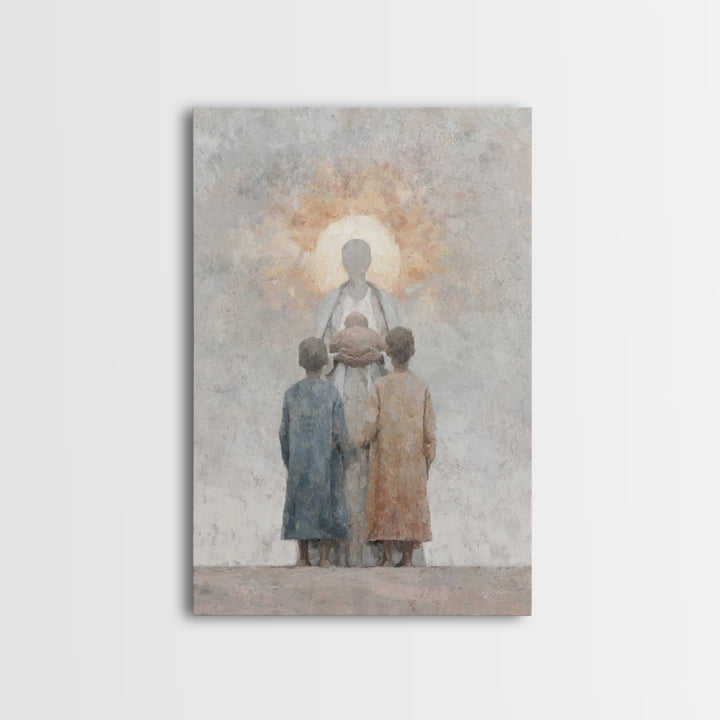 Holy Embrace, Framed Canvas Print, Christian Art Canvas, Christian Wall Art, Christian Art Work, Christian Christmas Art