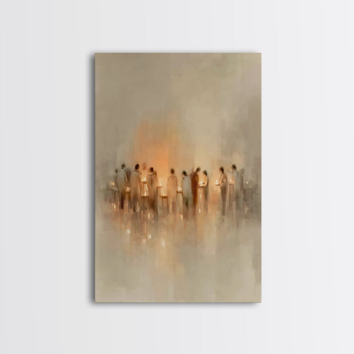 Gentle Candle Circle | Framed Canvas Print | Christian Art | Christian Art Canvas | Minimalist Christian Art | Christian Wall Art | Christm