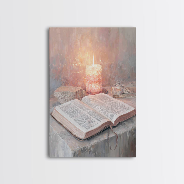 Candle Of Wisdom - Framed Canvas Print - Christian Decor - Christian Wall Art - Christmas Art - Christian Art Canvas - Jesus Painting