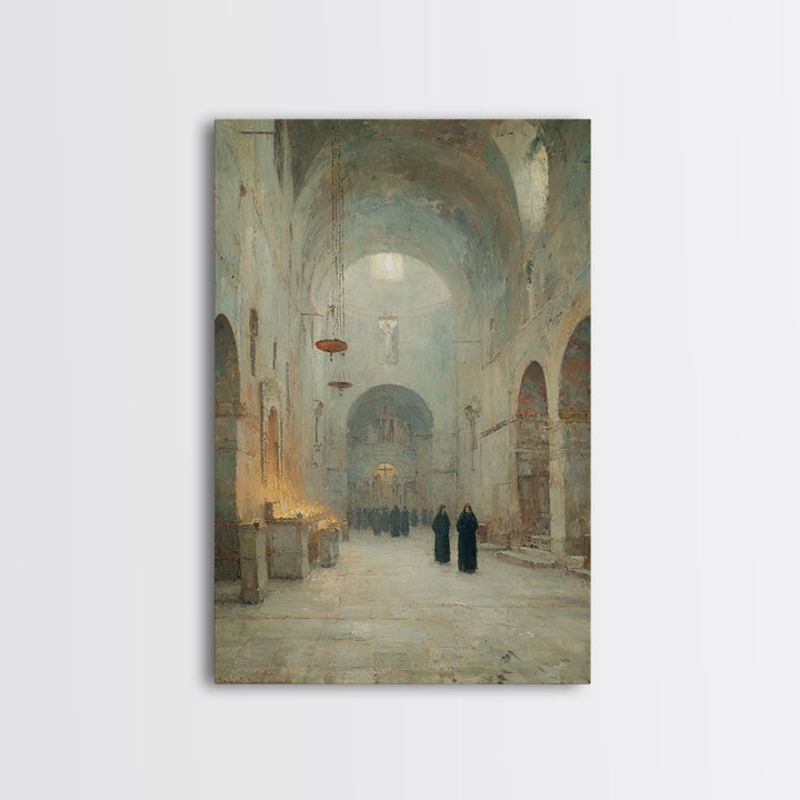 Hallowed Sanctuary Stillness – Framed Canvas Print – Christian Wall Art – Christian Art Print – Vintage Christian Art – Christian Art Canva