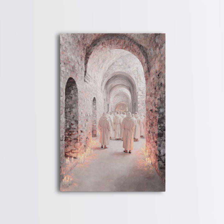White-Robed Procession – Framed Canvas Print – Christian Art Canvas – Christian Wall Art – Christian Christmas Art – Christmas Art Prints –