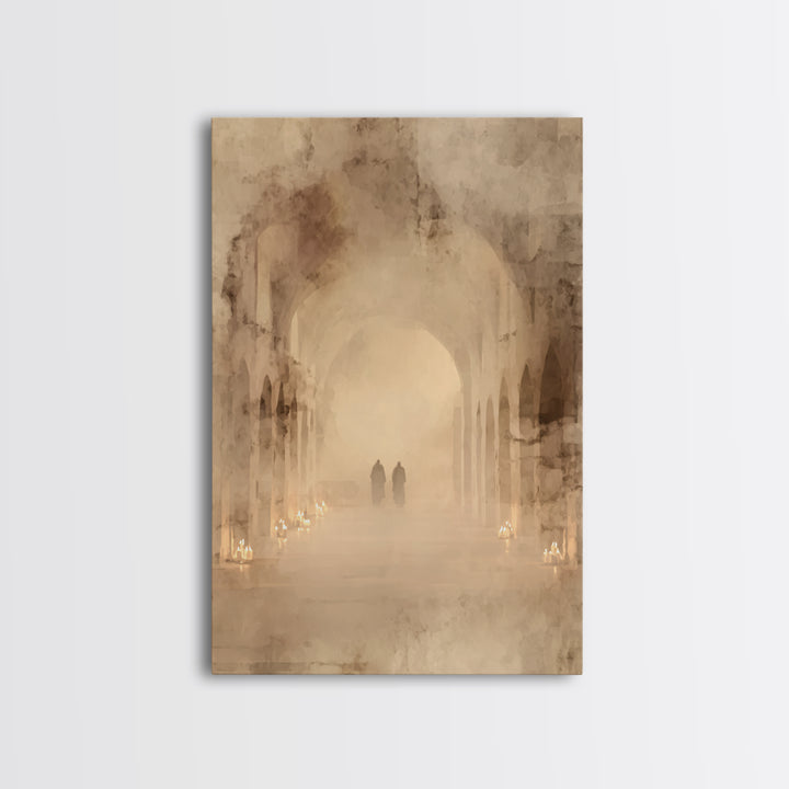 Silent Cloister Haze – Framed Canvas Print – Christian Wall Art – Minimalist Christian Art – Subtle Christian Art – Christian Painting – Ch