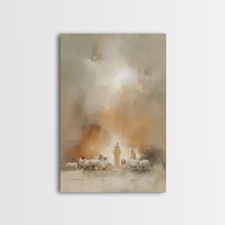 Shepherds Of Light | Framed Canvas Print | Christian Wall Art | Christian Art Canvas | Christian Christmas Art | Christmas Art Work | Chris