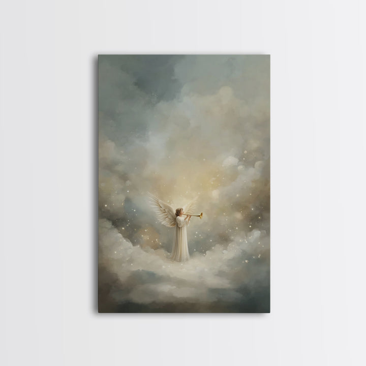 Herald Of Heaven, Framed Canvas Print, Christian Art Canvas, Christian Wall Art, Angel Art, Christmas Wall Art, Christian Christmas Art