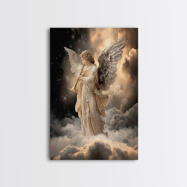 Trumpet Of Glory | Framed Canvas Print | Christian Art Canvas | Christian Wall Art | Modern Christian Art | Christmas Art Work | Christian