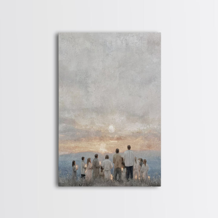 Early Light Gathering, Framed Canvas Print, Christian Wall Art, Christian Art Painting, Minimalist Christian Art, Christmas Art Framed, Chr