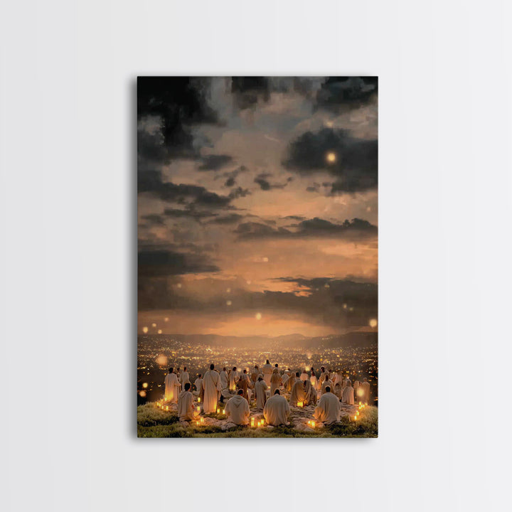 Eternal Night Glow, Framed Canvas Print, Christian Wall Art, Christian Christmas Art, Modern Christian Art, Christmas Art Work, Christian D