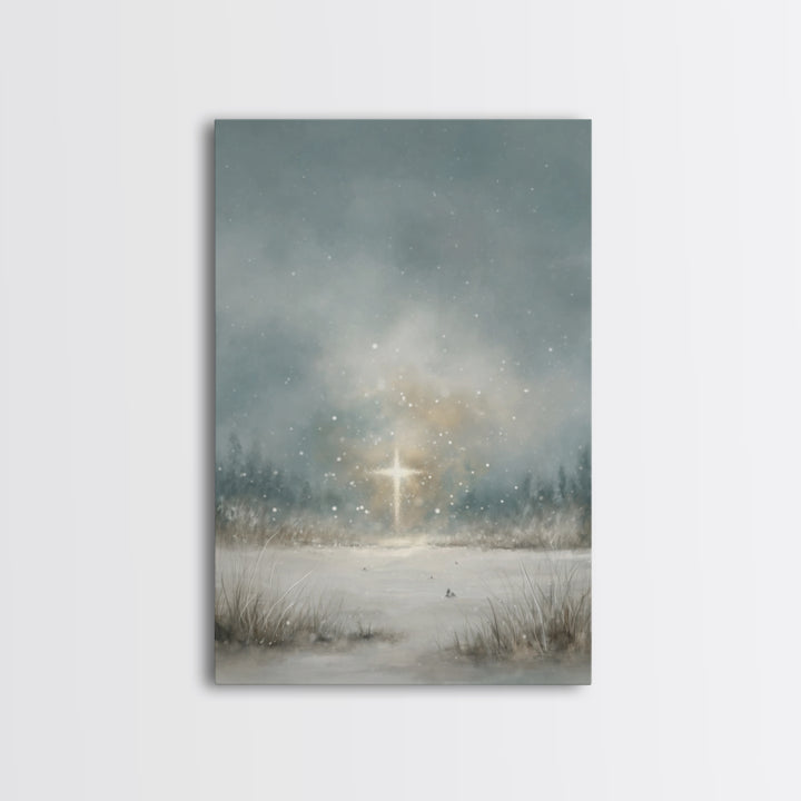 Radiant Summit Cross, Framed Canvas Print, Christian Art Canvas, Christian Wall Art, Modern Christian Art, Christian Art Work, Christian Ch