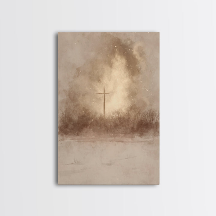 Dawn Of Mercy | Framed Canvas Print | Christian Art Canvas | Christian Wall Art | Moody Christmas Art | Christian Gift