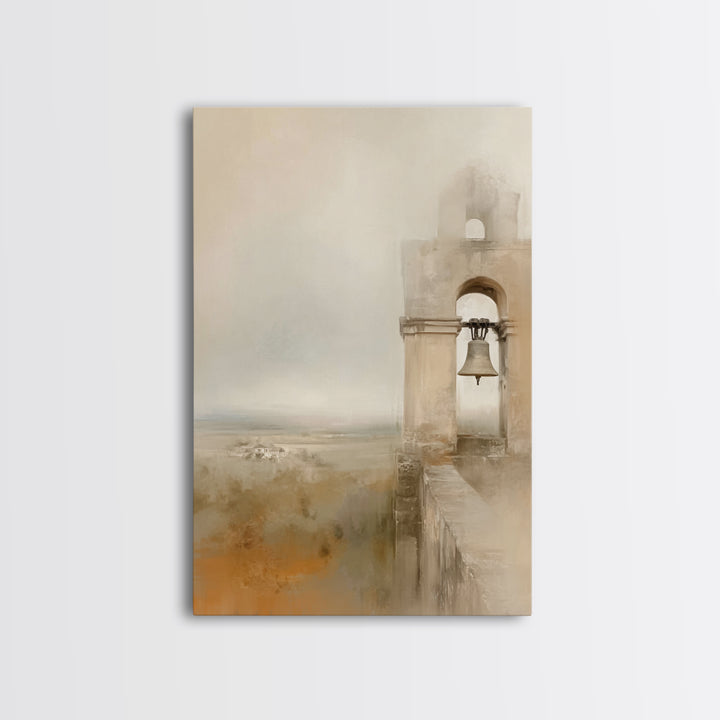 Silent Bell Tower, Framed Canvas Print, Christian Wall Art, Christian Art Canvas, Christian Gift, Vintage Christian Art