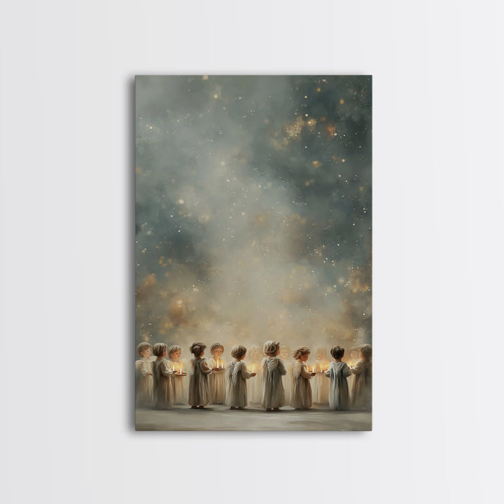 Circle Of Angels – Framed Canvas Print – Christian Wall Art – Christian Art Canvas – Christmas Art – Christian Christmas Decor