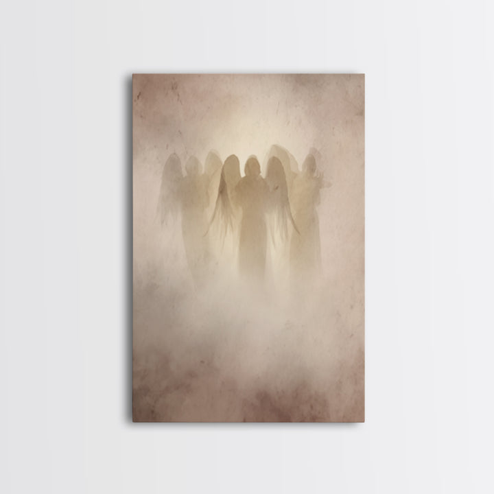 Veiled Guardians – Framed Canvas Print – Christian Art Canvas – Christian Wall Art – Minimalist Christian Art – Christian Decor – Christian